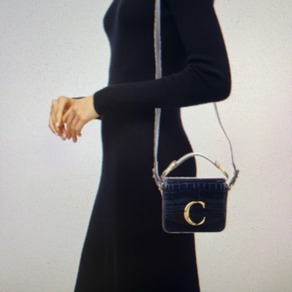 Chloe Mini C Croc Leather Bag - Picture 6 of 11